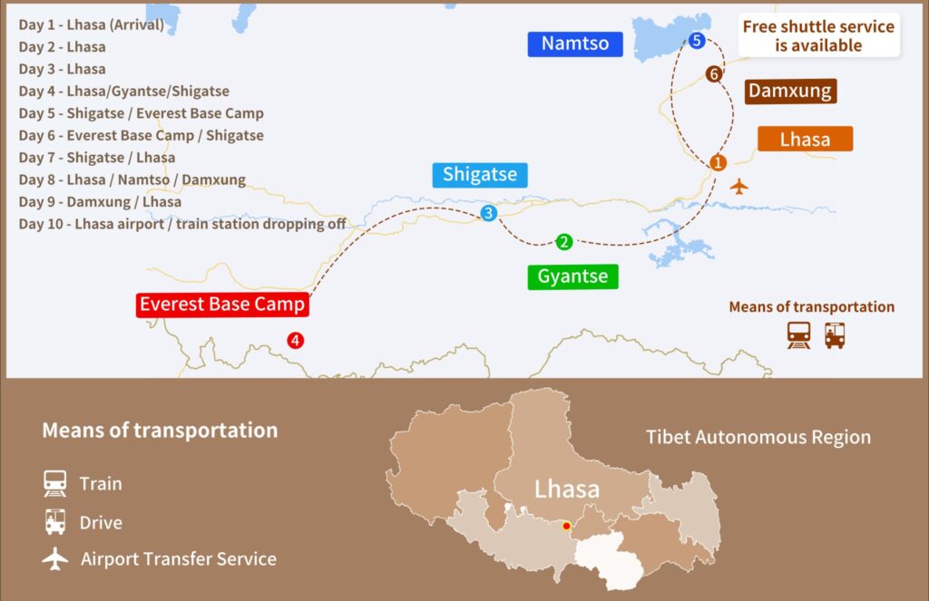 10-Day Lhasa, Everest, Namtso Tour