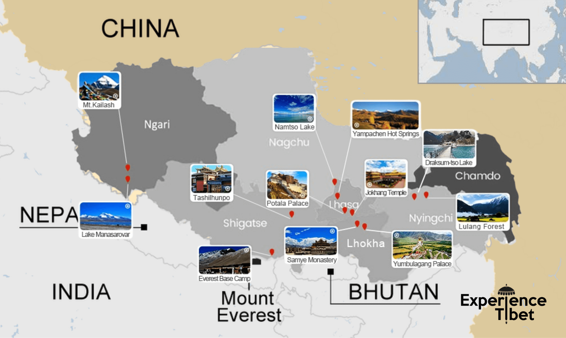 Map of Tibet in China Map of Tibet in China