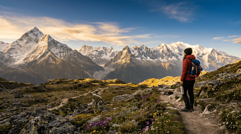Hiker at high altitude Himalayan plateau with water bottle — altitude acclimatization guide for Indonesian travelers to Tibet 2026