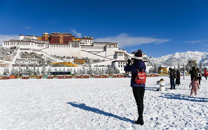 Potala Palace in Lhasa during winter in Tibet